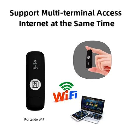 Proconnect-Store black 4G LTE USB WiFi dongle, portable and compact for multi-terminal internet access.