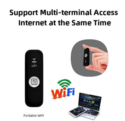 Proconnect-Store black 4G LTE USB WiFi dongle, portable and compact for multi-terminal internet access.